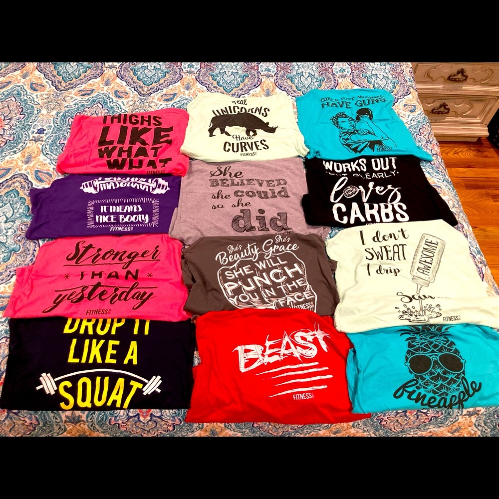 The Fitness Tee Co Racer back tank tops - 12 total; all size large